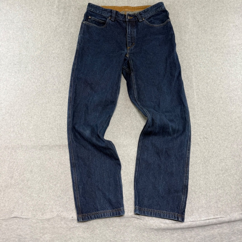 Duluth Trading Co Jeans Mens 32x32 Blue Dark Wash Heavy Duty Workwear Denim